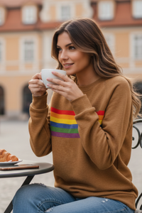 Vintage Rainbow Striped Long Sleeve Sweatshirt for Everyday Comfort 1