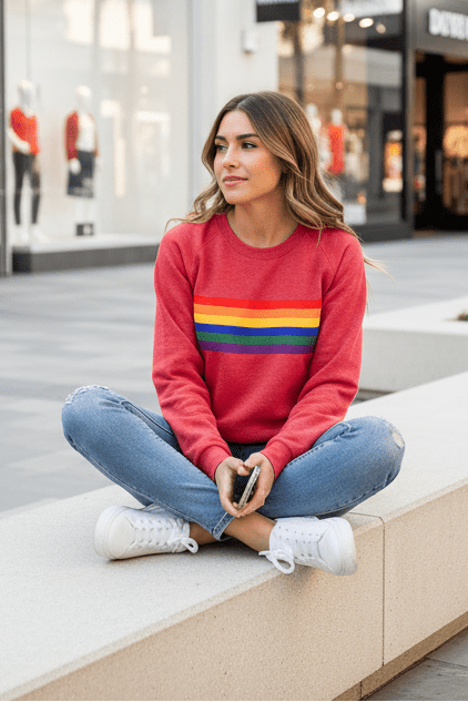 Vintage Rainbow Striped Long Sleeve Sweatshirt for Everyday Comfort 2