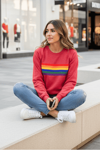 Vintage Rainbow Striped Long Sleeve Sweatshirt for Everyday Comfort 2