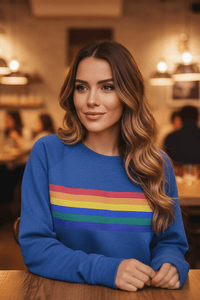 Vintage Rainbow Striped Long Sleeve Sweatshirt for Everyday Comfort 3
