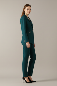 One-Button Blazer Set with Straight Trousers
