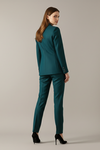 One-Button Blazer Set with Straight Trousers