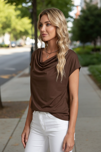 Cowl Neck Draped Blouse