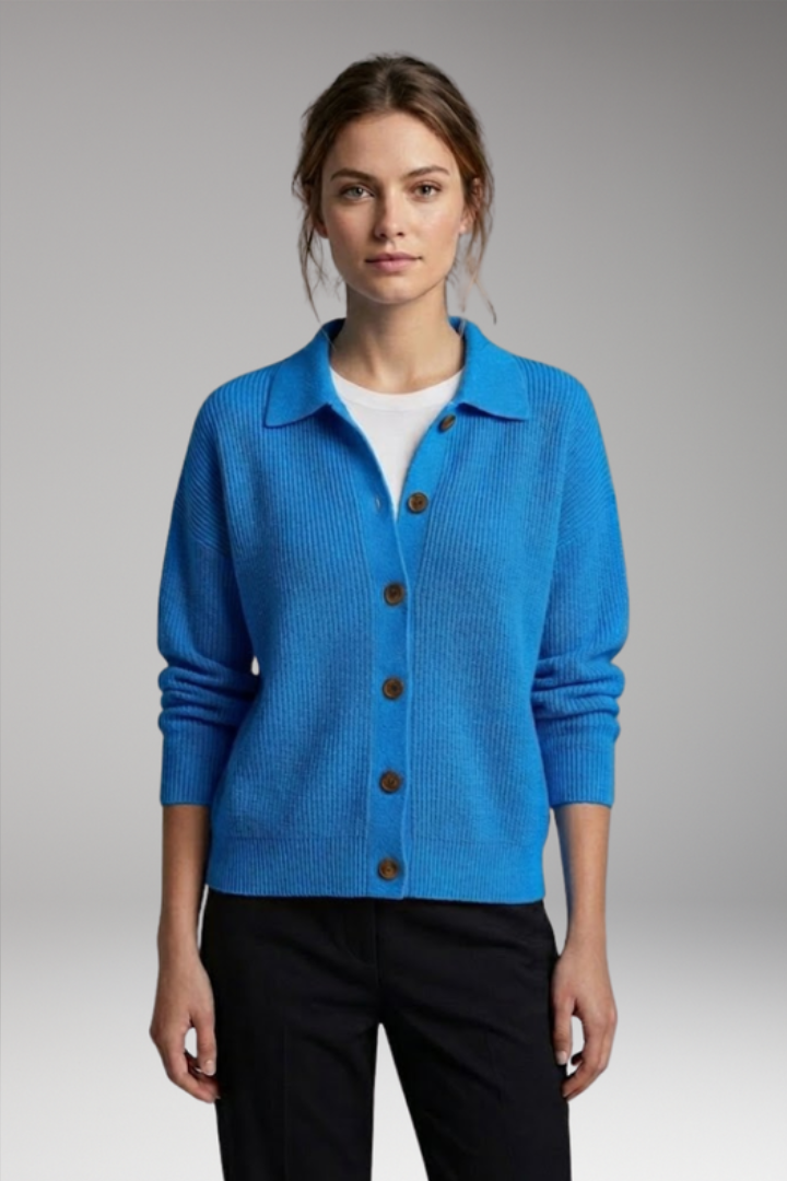 Collared Button Cardigan with Long Sleeves