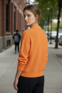 Collared Button Cardigan with Long Sleeves