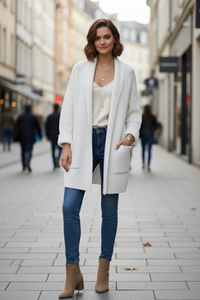 V-Neck Cardigan with Ribbed Surface