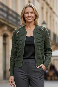 Women's Textured Zip Cardigan