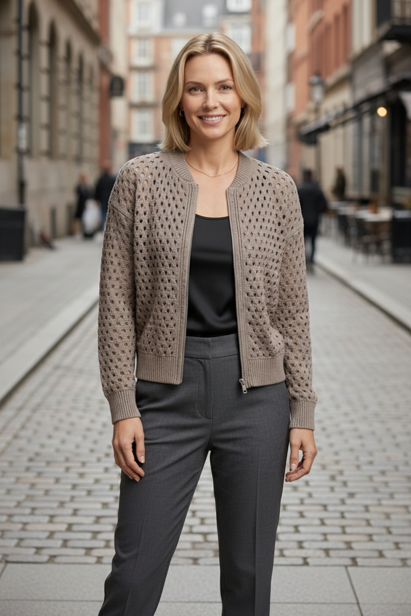 Women's Textured Zip Cardigan