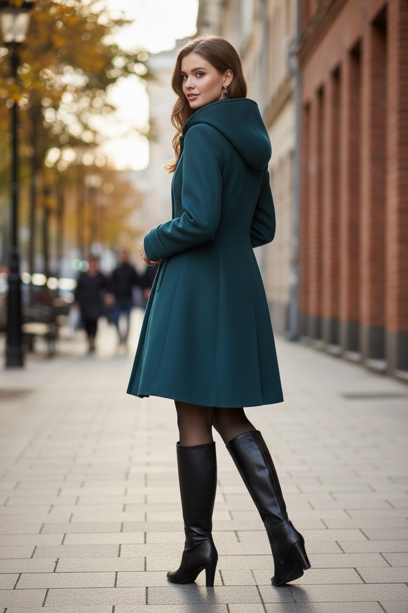 Hooded Parka With Double Button Front