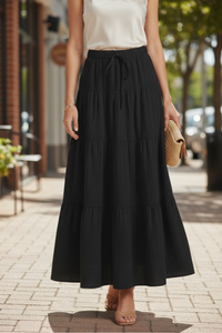 Tiered Maxi Skirt with Elastic Waist