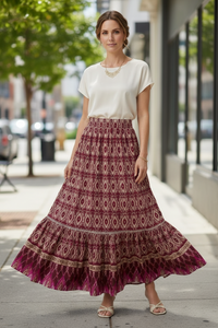 Tiered Maxi Skirt with Elastic Waist