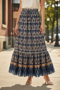 Tiered Maxi Skirt with Elastic Waist