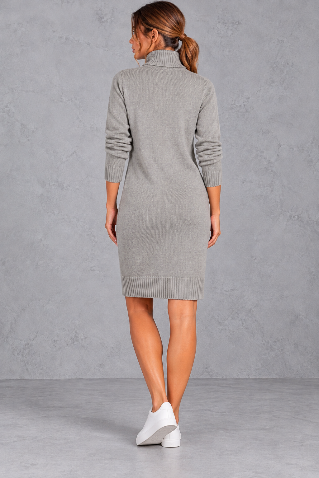 Chrystal | Women's Turtleneck Long Sleeve Loose Mini Dresses