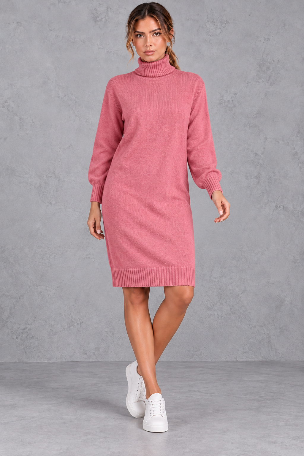 Chrystal | Women's Turtleneck Long Sleeve Loose Mini Dresses