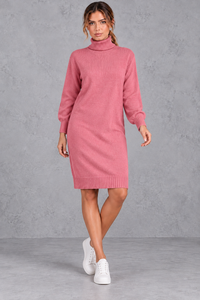 Chrystal | Women's Turtleneck Long Sleeve Loose Mini Dresses