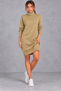 Chrystal | Women's Turtleneck Long Sleeve Loose Mini Dresses