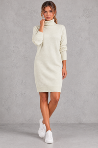 Chrystal | Women's Turtleneck Long Sleeve Loose Mini Dresses
