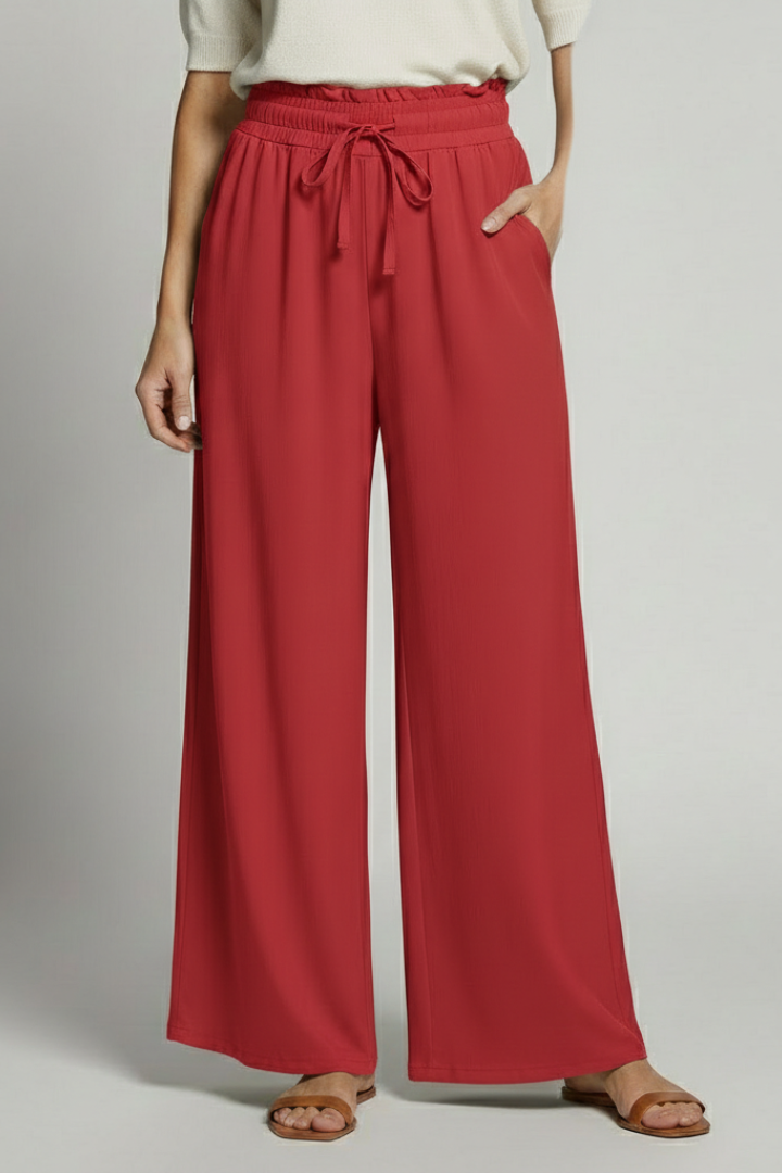 Wide-Leg Palazzo Trousers with Elastic Waist