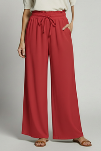 Wide-Leg Palazzo Trousers with Elastic Waist
