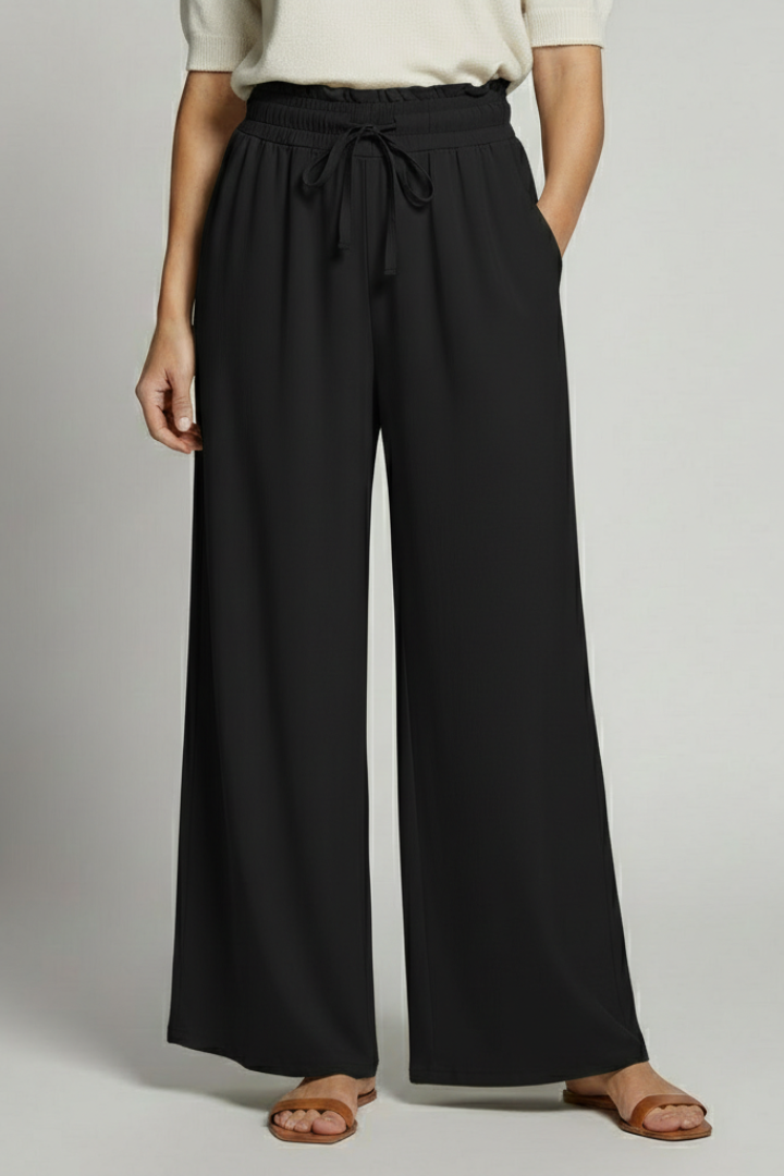 Wide-Leg Palazzo Trousers with Elastic Waist