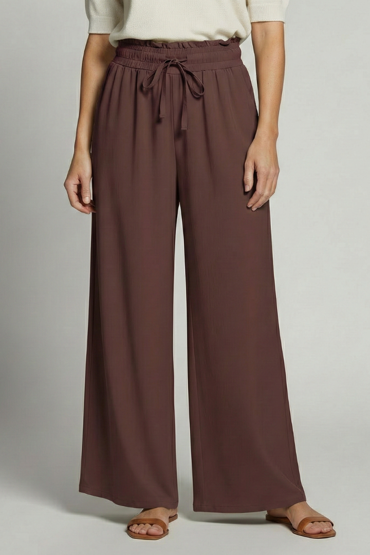 Wide-Leg Palazzo Trousers with Elastic Waist