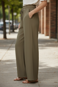 Wide-Leg Palazzo Trousers with Elastic Waist