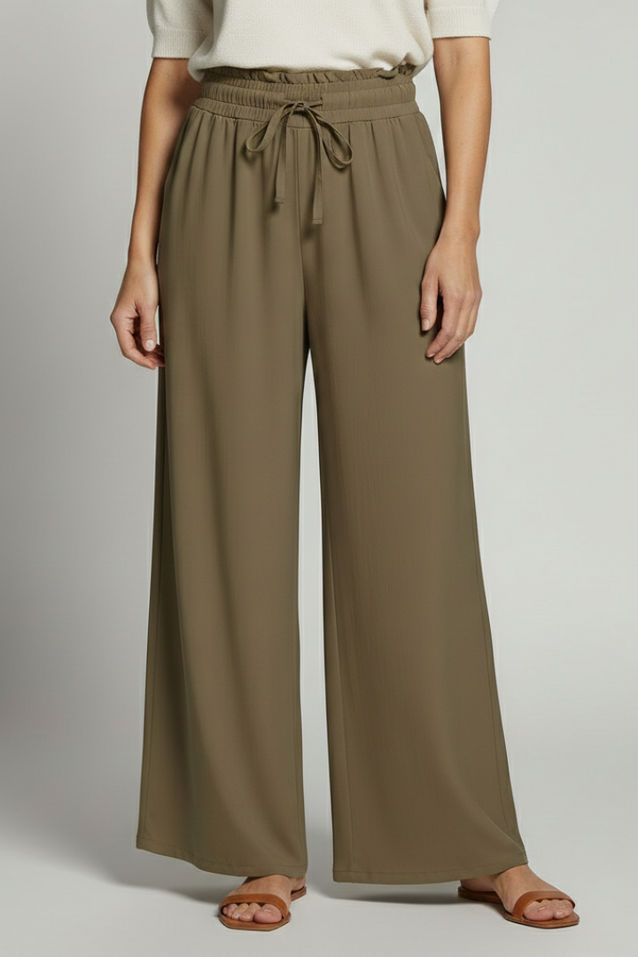 Wide-Leg Palazzo Trousers with Elastic Waist