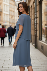 Layered Front Short Sleeve Dress