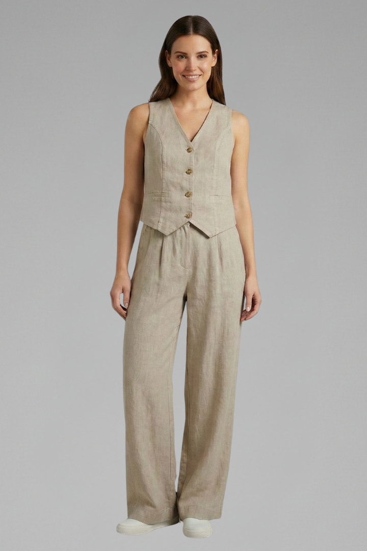 V-Neck Waistcoat Trouser Set