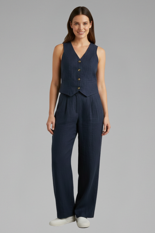 V-Neck Waistcoat Trouser Set