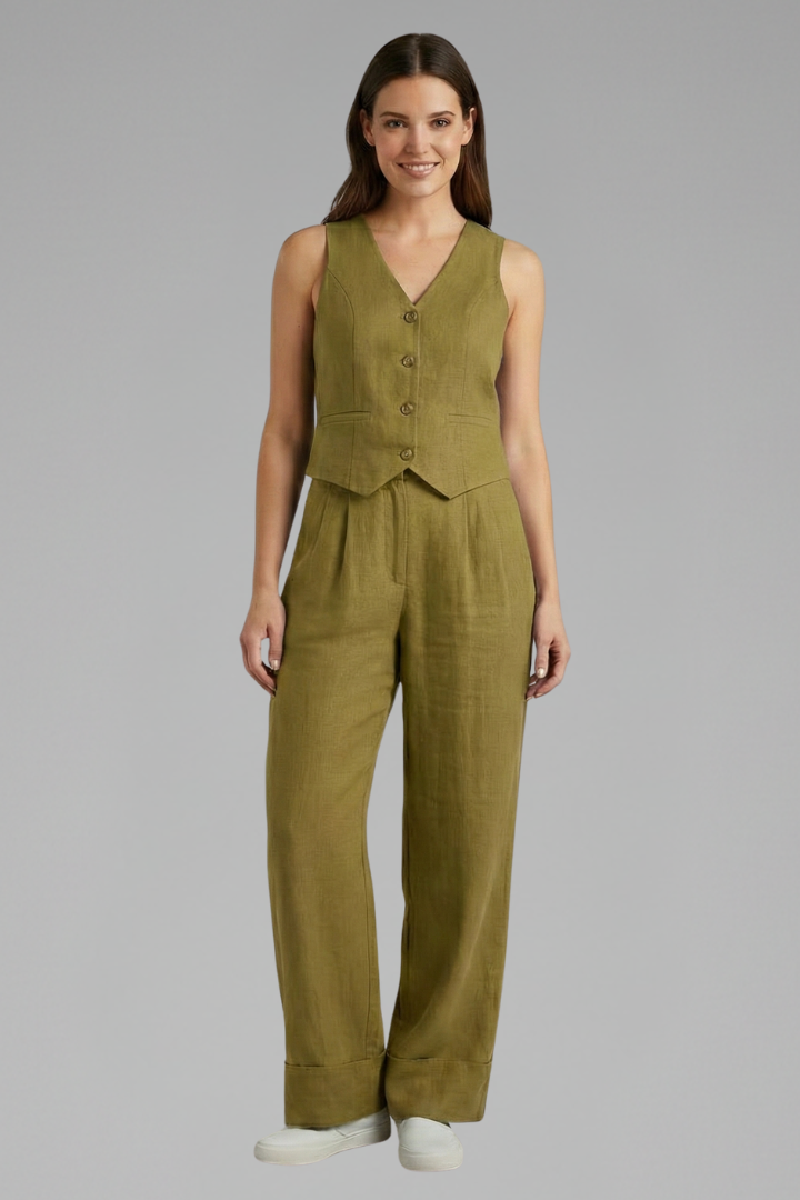 V-Neck Waistcoat Trouser Set