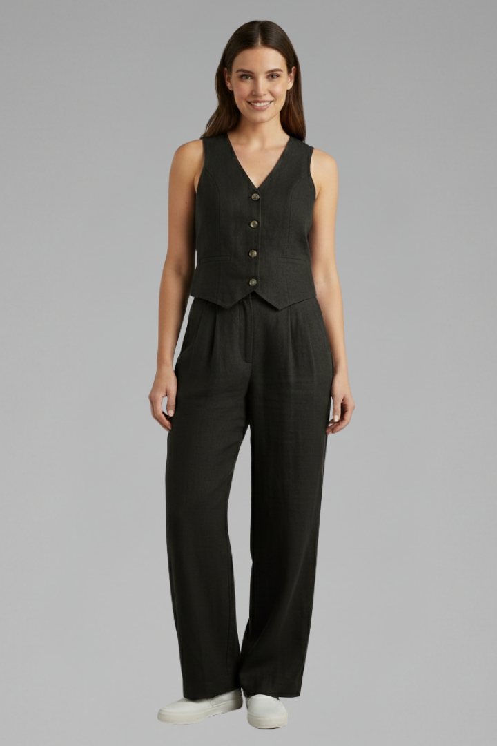 V-Neck Waistcoat Trouser Set