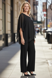 Asymmetrical Top and Wide-Leg Bottoms Set
