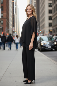 Asymmetrical Top and Wide-Leg Bottoms Set