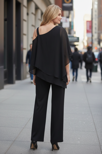 Asymmetrical Top and Wide-Leg Bottoms Set