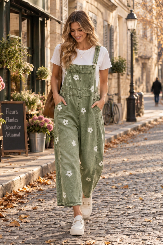 Flowing Wide-Leg Overall Pants