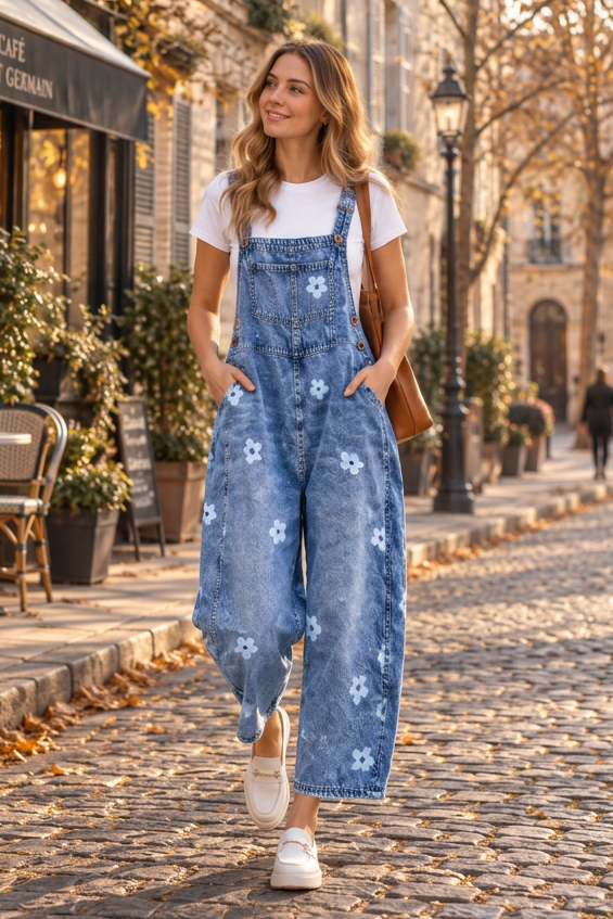 Flowing Wide-Leg Overall Pants