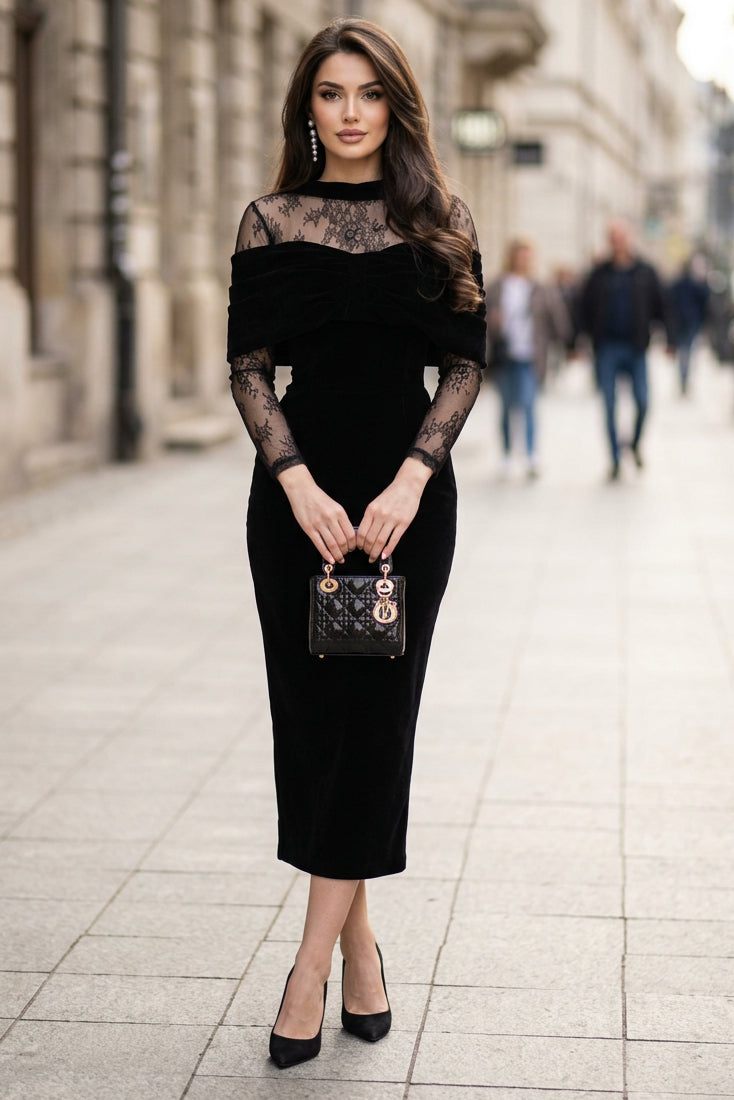 Elsie | Women's Sophisticated Long Sleeve Prom Dress with Elegant Lace Details
