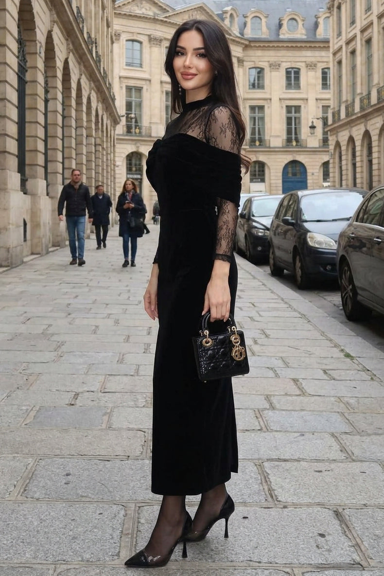 Elsie | Women's Sophisticated Long Sleeve Prom Dress with Elegant Lace Details