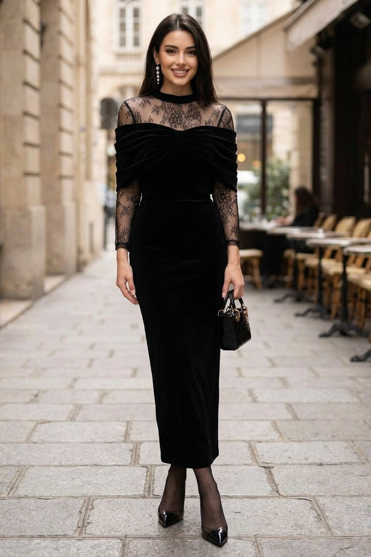 Elsie | Women's Sophisticated Long Sleeve Prom Dress with Elegant Lace Details