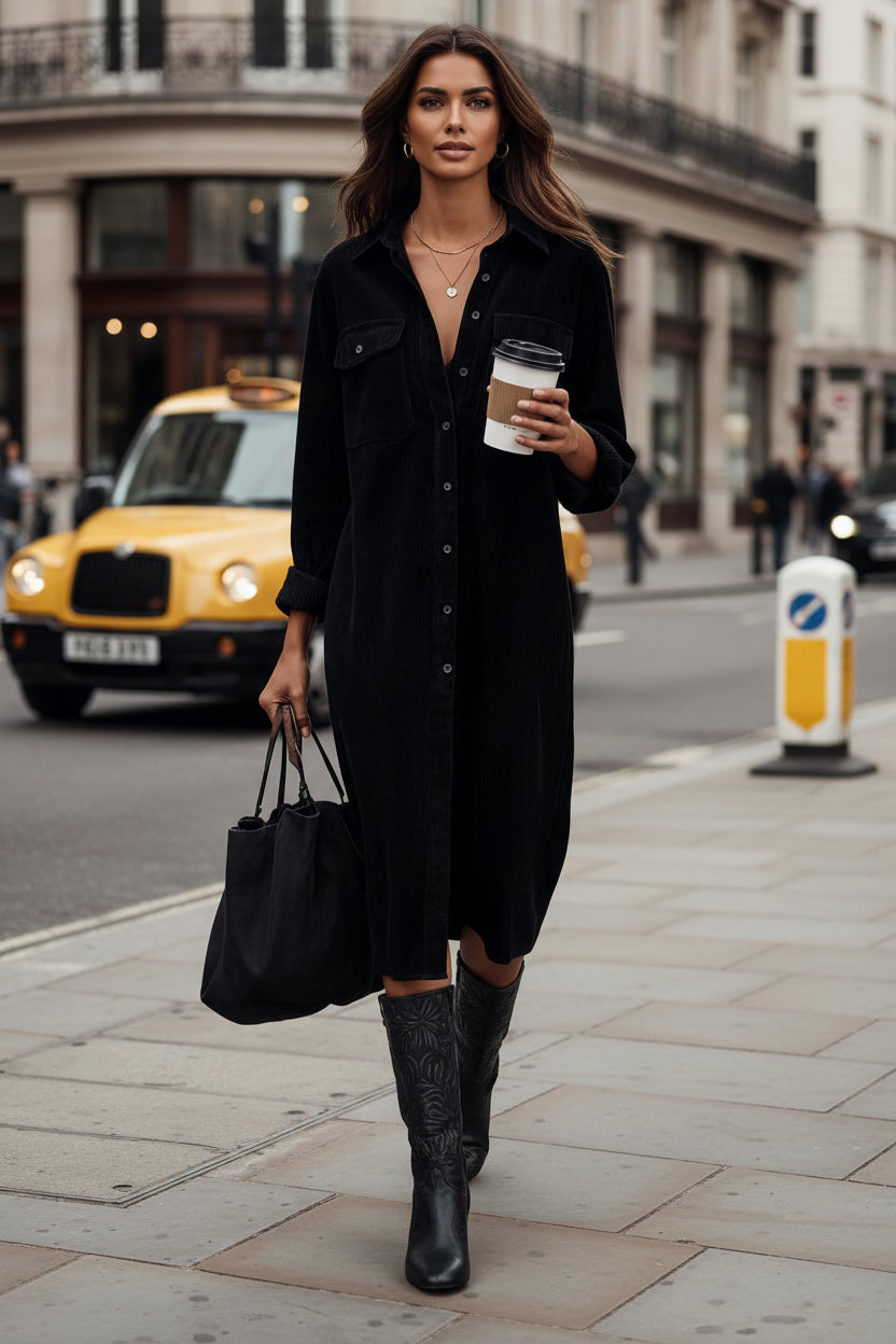 Relaxed Double-Pocket Midi Dress