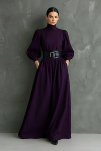 Edie | Women's Winter Turtleneck Maxi Dress with Belt
