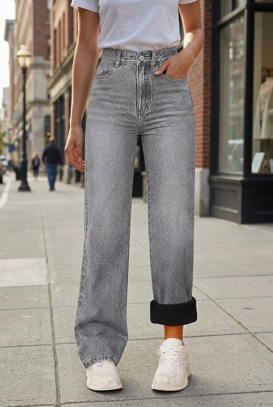 High-Waist Straight-Leg Jeans