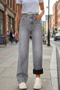 High-Waist Straight-Leg Jeans