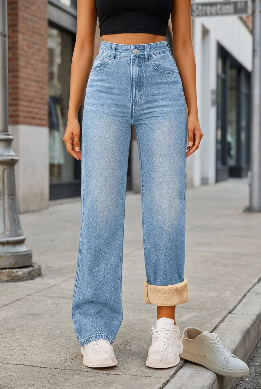 High-Waist Straight-Leg Jeans
