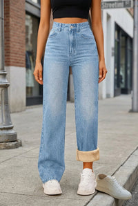 High-Waist Straight-Leg Jeans