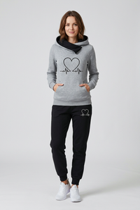 Aliya gray set worn by a European woman