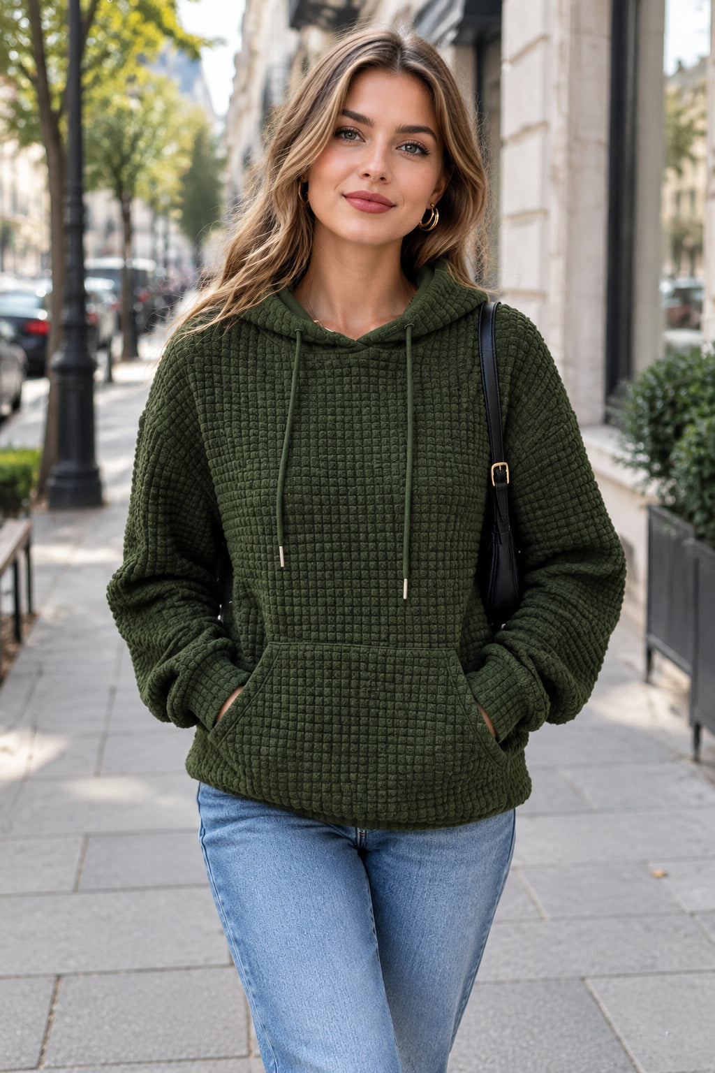 Everyday Quilted Drawstring Hoodie