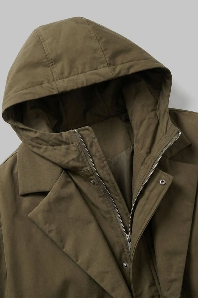 Lightweight Hooded Overcoat