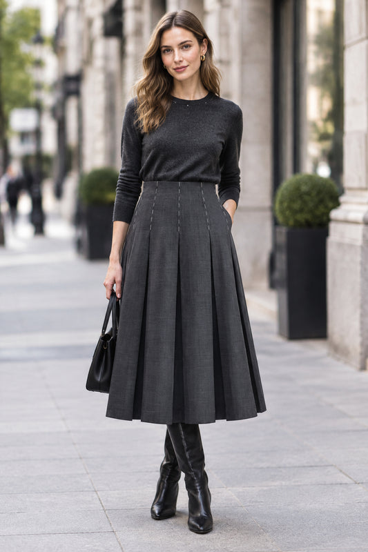 Flattering Pleated Midi Skirt